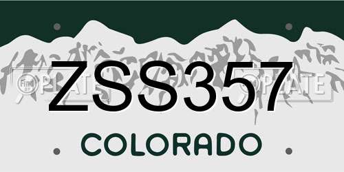 ZSS357 Colorado License Plate