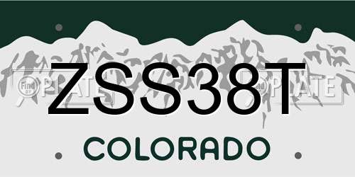ZSS38T Colorado License Plate