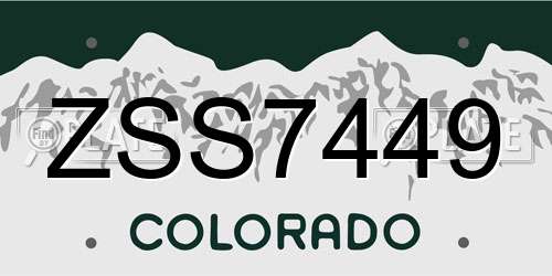 ZSS7449 Colorado License Plate