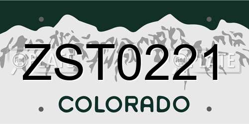 ZST0221 Colorado License Plate