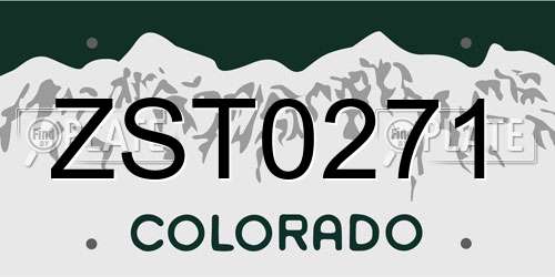 ZST0271 Colorado License Plate