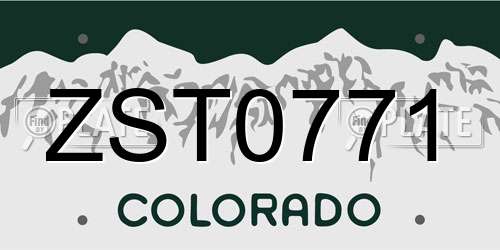 ZST0771 Colorado License Plate
