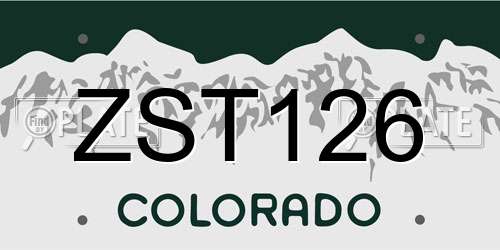 ZST126 Colorado License Plate