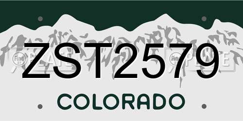 ZST2579 Colorado License Plate