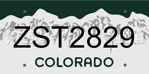 ZST2829 Colorado License Plate
