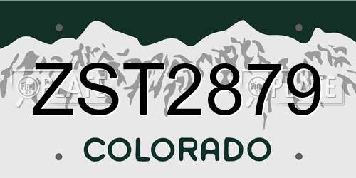 ZST2879 Colorado License Plate