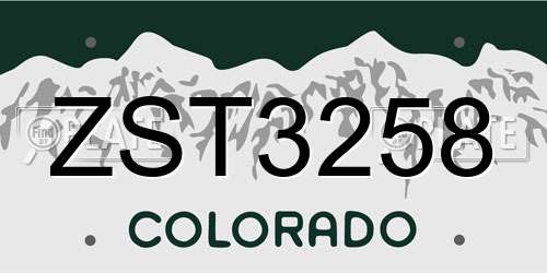 ZST3258 Colorado License Plate