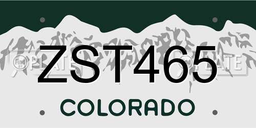 ZST465 Colorado License Plate