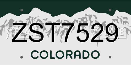 ZST7529 Colorado License Plate