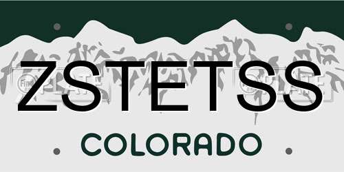 ZSTETSS Colorado License Plate