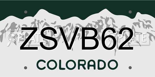 ZSVB62 Colorado License Plate