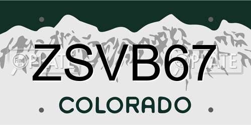 ZSVB67 Colorado License Plate