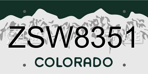 ZSW8351 Colorado License Plate