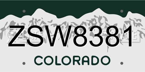 ZSW8381 Colorado License Plate