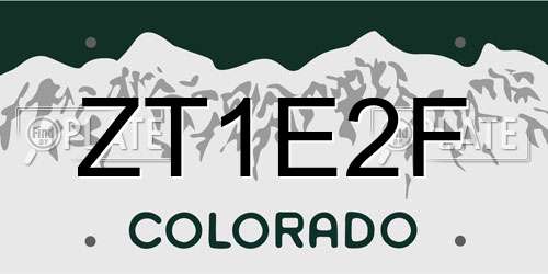 ZT1E2F Colorado License Plate