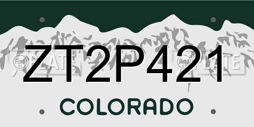 ZT2P421 Colorado License Plate