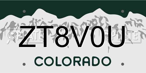 ZT8V0U Colorado License Plate