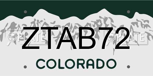 ZTAB72 Colorado License Plate
