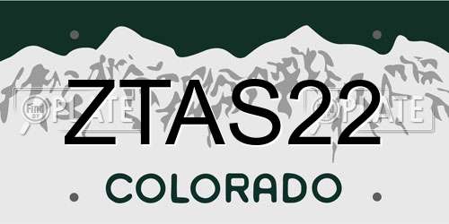 ZTAS22 Colorado License Plate