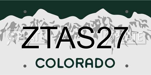 ZTAS27 Colorado License Plate