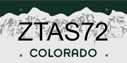 ZTAS72 Colorado License Plate
