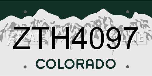 ZTH4097 Colorado License Plate