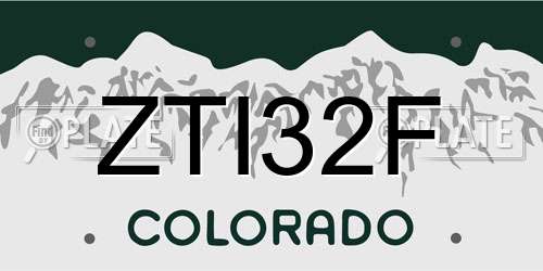 ZTI32F Colorado License Plate