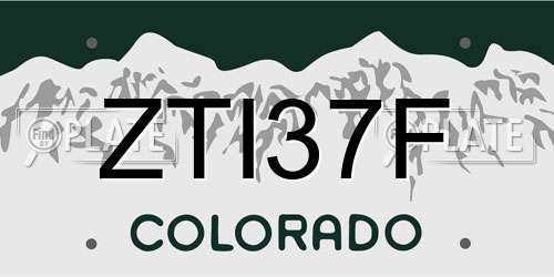 ZTI37F Colorado License Plate