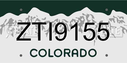 ZTI9155 Colorado License Plate