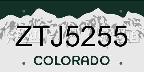 ZTJ5255 Colorado License Plate