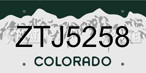 ZTJ5258 Colorado License Plate
