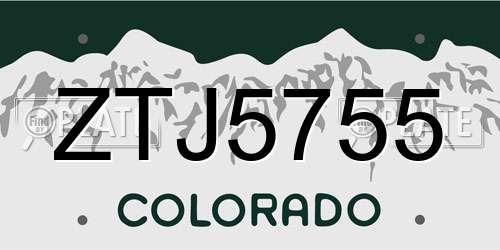 ZTJ5755 Colorado License Plate