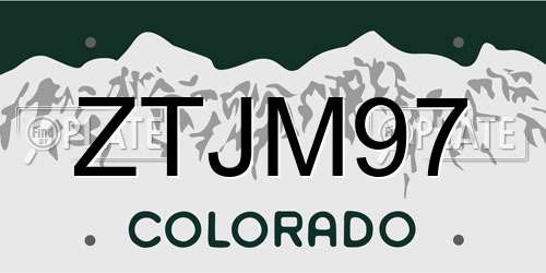 ZTJM97 Colorado License Plate