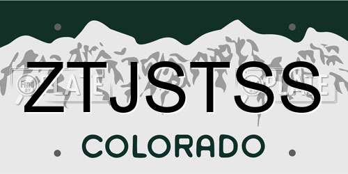 ZTJSTSS Colorado License Plate