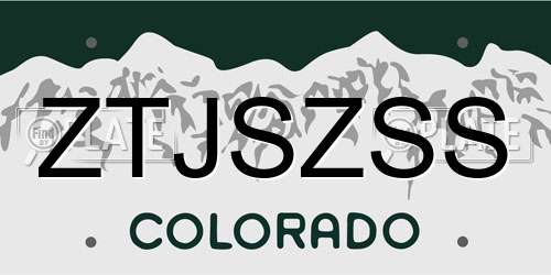 ZTJSZSS Colorado License Plate
