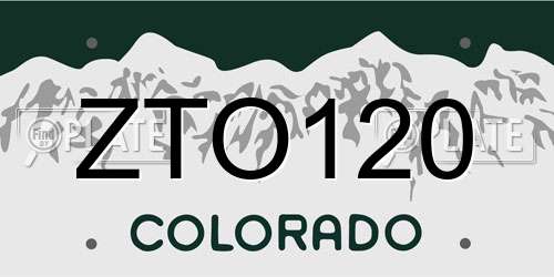 ZTO120 Colorado License Plate