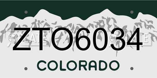 ZTO6034 Colorado License Plate