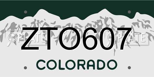 ZTO607 Colorado License Plate