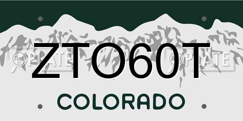 ZTO60T Colorado License Plate