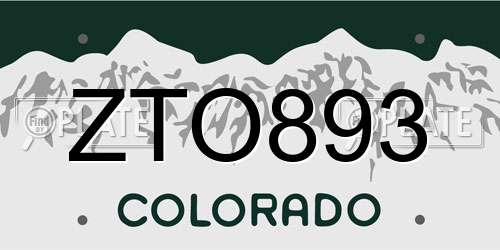 ZTO893 Colorado License Plate
