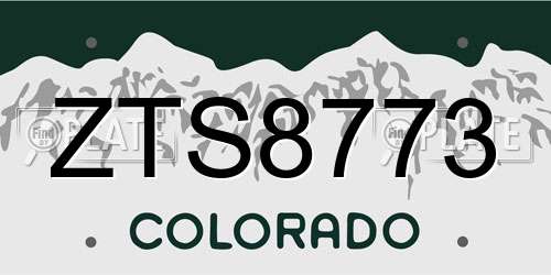 ZTS8773 Colorado License Plate