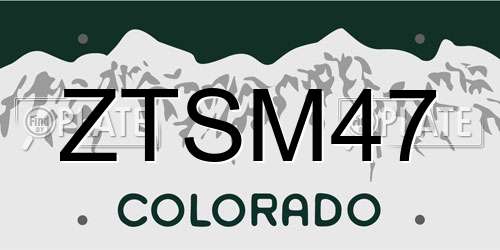 ZTSM47 Colorado License Plate