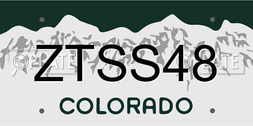 ZTSS48 Colorado License Plate