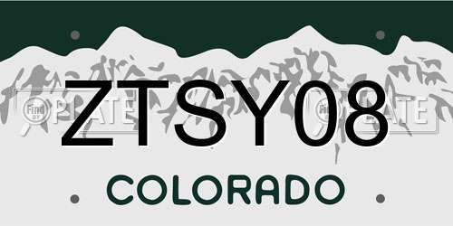 ZTSY08 Colorado License Plate