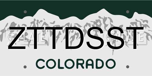 ZTTDSST Colorado License Plate
