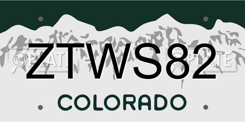 ZTWS82 Colorado License Plate
