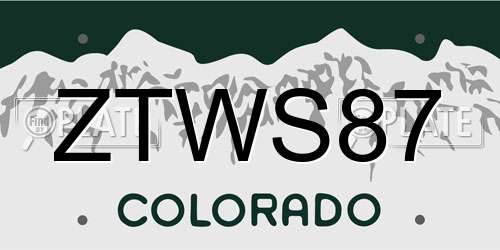 ZTWS87 Colorado License Plate