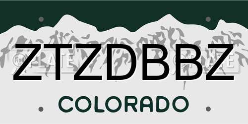 ZTZDBBZ Colorado License Plate