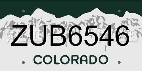 ZUB6546 Colorado License Plate