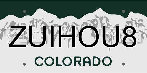 ZUIHOU8 Colorado License Plate
